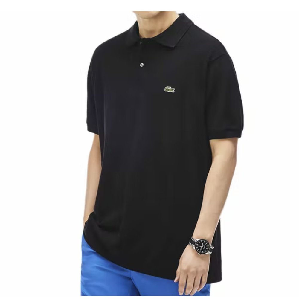 Lacoste Authentic Polo Shirt Black Short-Sleeve Size Medium